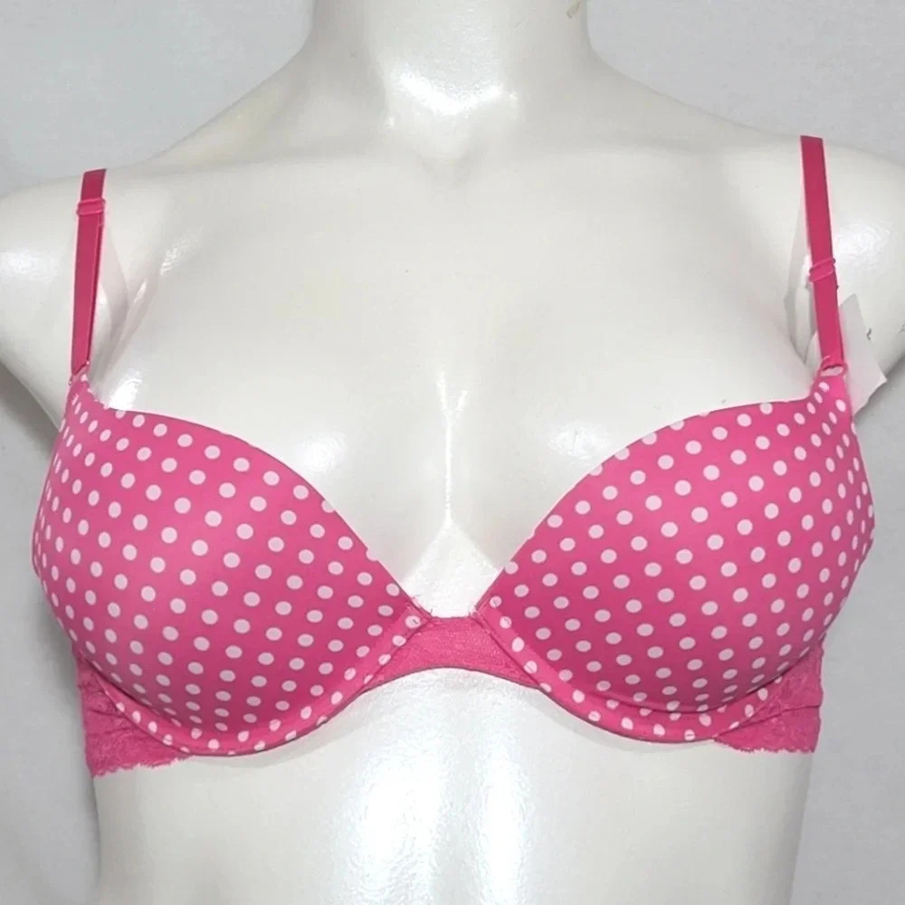 36B Maidenform One Fabulous Fit Embellished Push UP‎ Bra Pink Dot NWT
